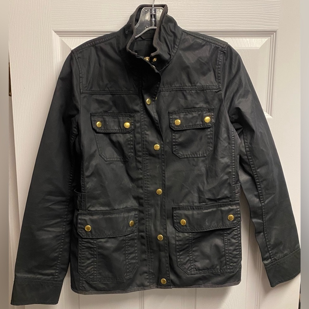 J. Crew 100% Cotton Black W/ Gold W/ Zipper & Botton Combo Close Size Small - Picture 1 of 7